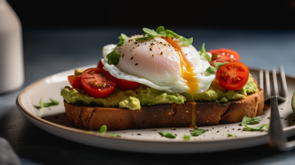 Avocado toast with toppings like tomatoes and eggs - easy breakfast ideas for 13-year-olds.

