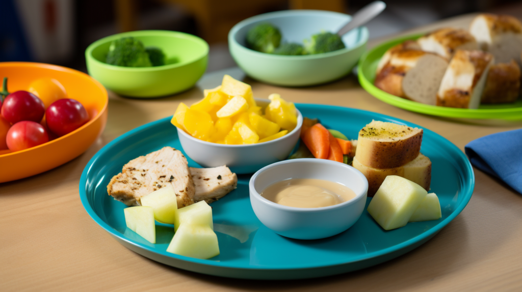 Balanced toddler lunch ideas featuring colorful food groups.