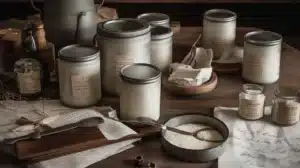 Expired evaporated milk cans with a decision fork: safe or unsafe use in recipes.