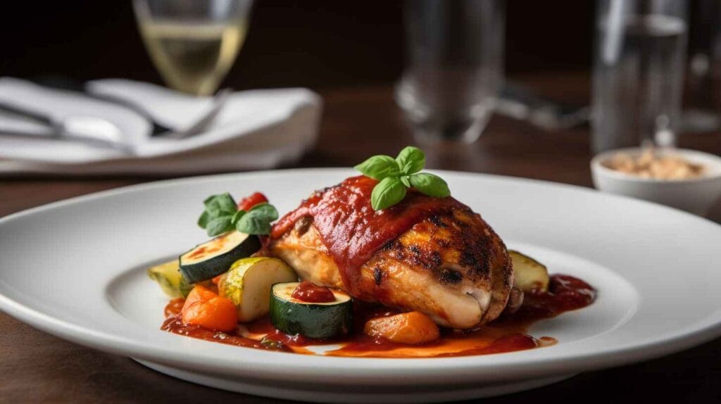 Chicken With Marinara Sauce: Easy Steps To Create A Masterpiece 3 Chicken with marinara sauce served with roasted vegetables.