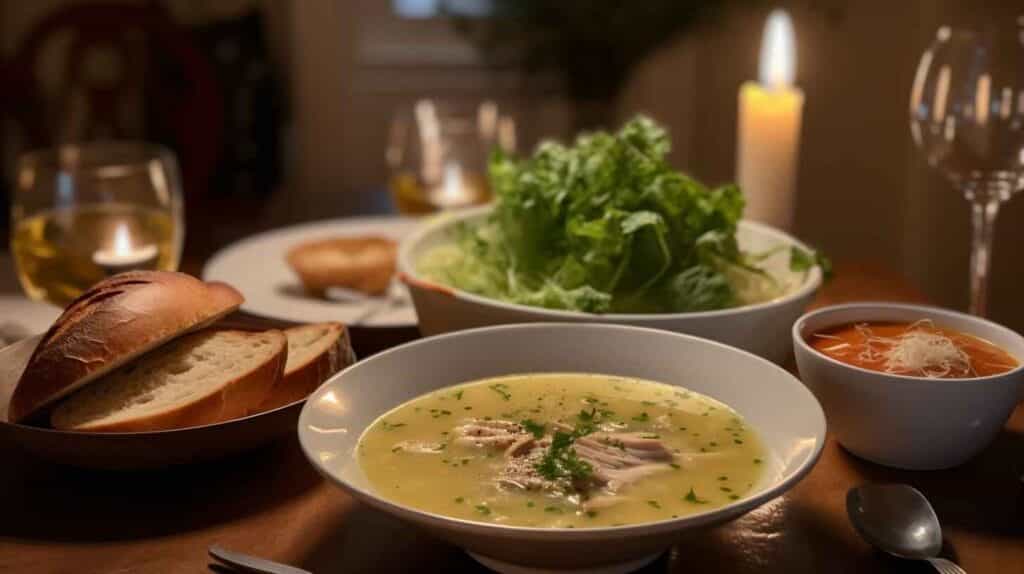 Marry Me Chicken Soup: Easy Recipe For Soul-Warming Comfort 5 Served Marry Me Chicken Soup with garlic bread and salad.