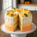 The Best Orange Creamsicle Cake Recipe: Soft, Moist & Flavorful 7 Orange Creamsicle Cake with creamy frosting, fresh orange slices, and soft layered crumb inside
