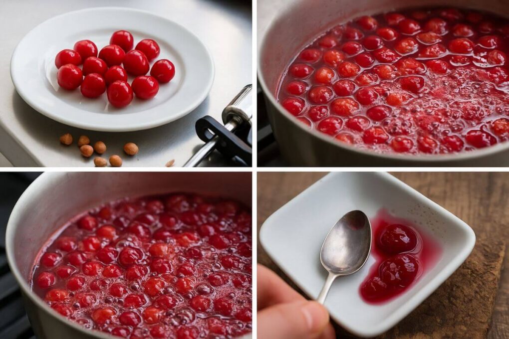 Cherry Jam Recipe That'll Make You Smile Every Morning 7 Cherries cooking down for jam