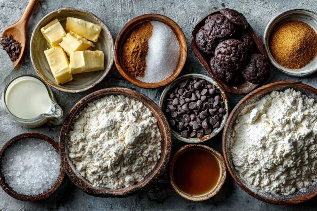 Scrambled Cookies: The Ultimate Skillet Dessert for Gooey Cookie Lovers 6 ingredients for scrambled cookies measured and arranged