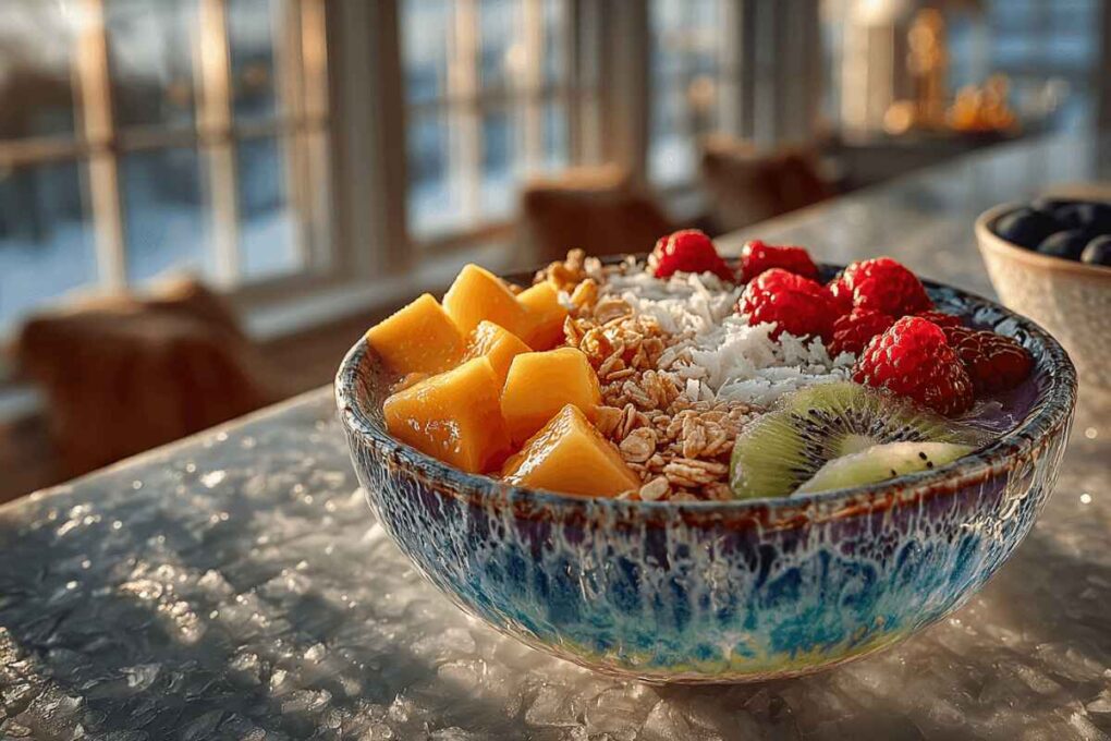 Healthy Breakfast Adventures: Delicious Traditions for Happy Mornings 4 Plant-based smoothie bowl with fresh fruit and granola