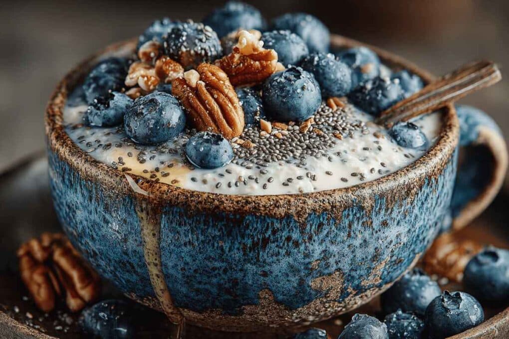 Healthy Breakfast Adventures: Delicious Traditions for Happy Mornings 2 Whole grain oatmeal with blueberries and seeds for a healthy breakfast